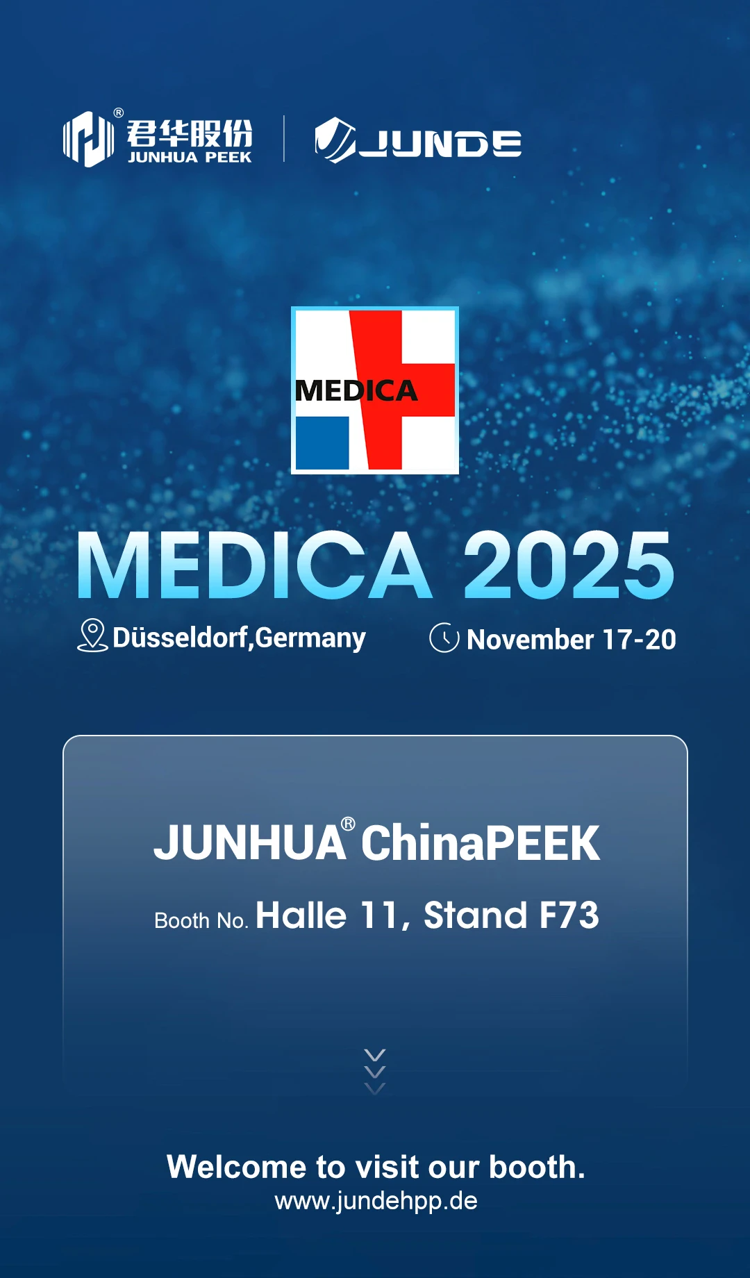 Join JunDe at MEDICA 2025 &ndash; Hall 11, Booth F73! Image 1